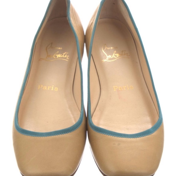EUC Christian Louboutin Tan and Teal Women's flats - Picture 1 of 8